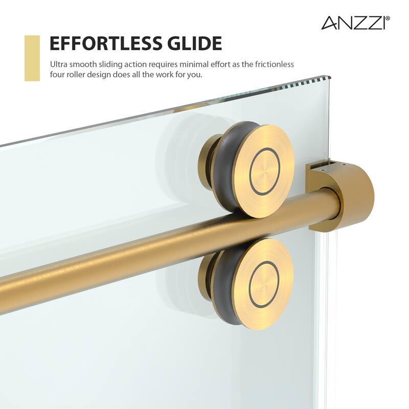 ANZZI Series 44 to 48 in. x 76 in. Frameless Shower Door with Sliding with Tsunami Guard Tempered Clear Glass