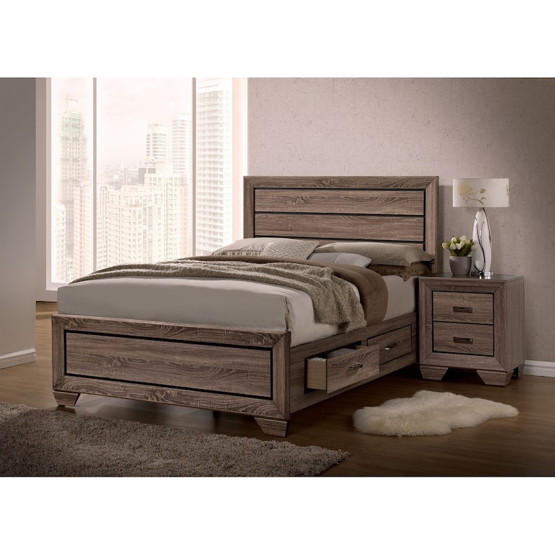 Wooden Bed in Washed Taupe