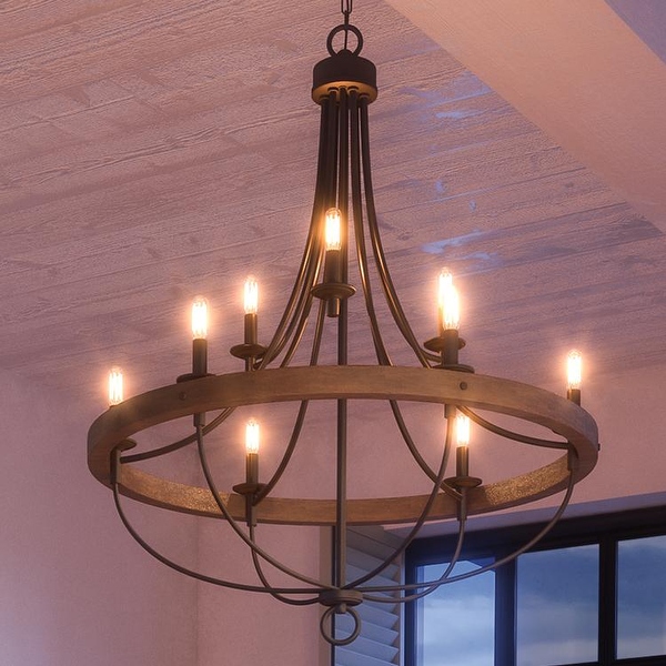 Luxury Farmhouse Chandelier 40.5 H x 35.25 W with French Country Style Charcoal by Urban Ambiance 40 1 2H x 35 1 4W x Dep Black