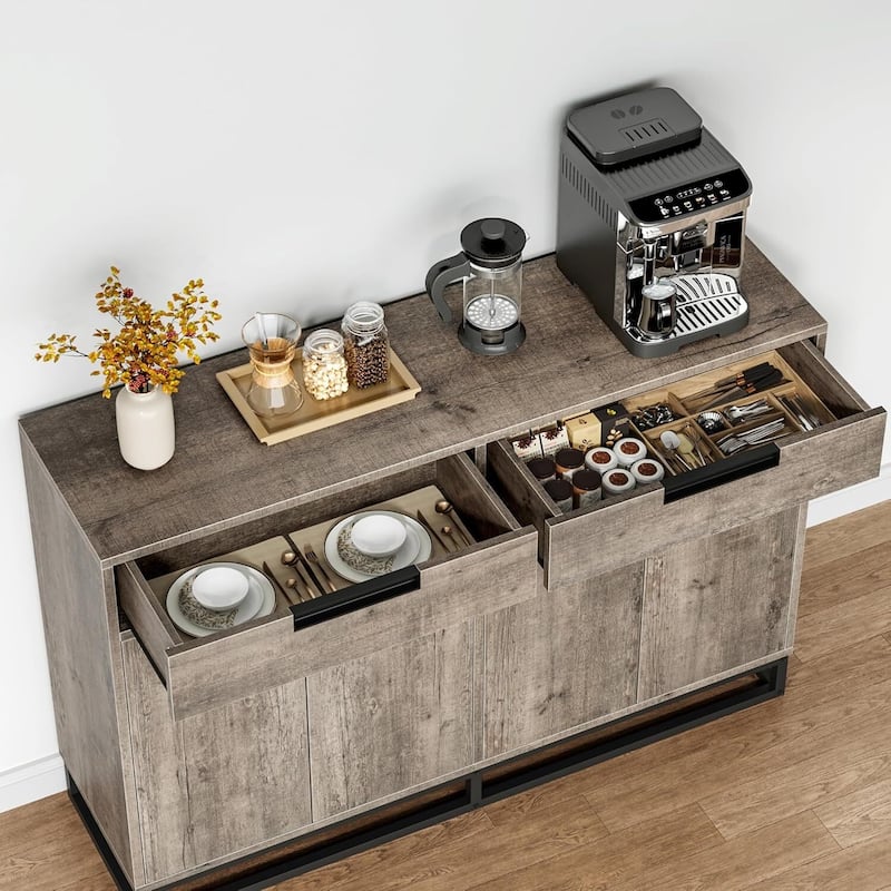 Modern 55" Sideboard Buffet Cabinet, Coffee Bar Table for Kitchen, Dining Room - N/A