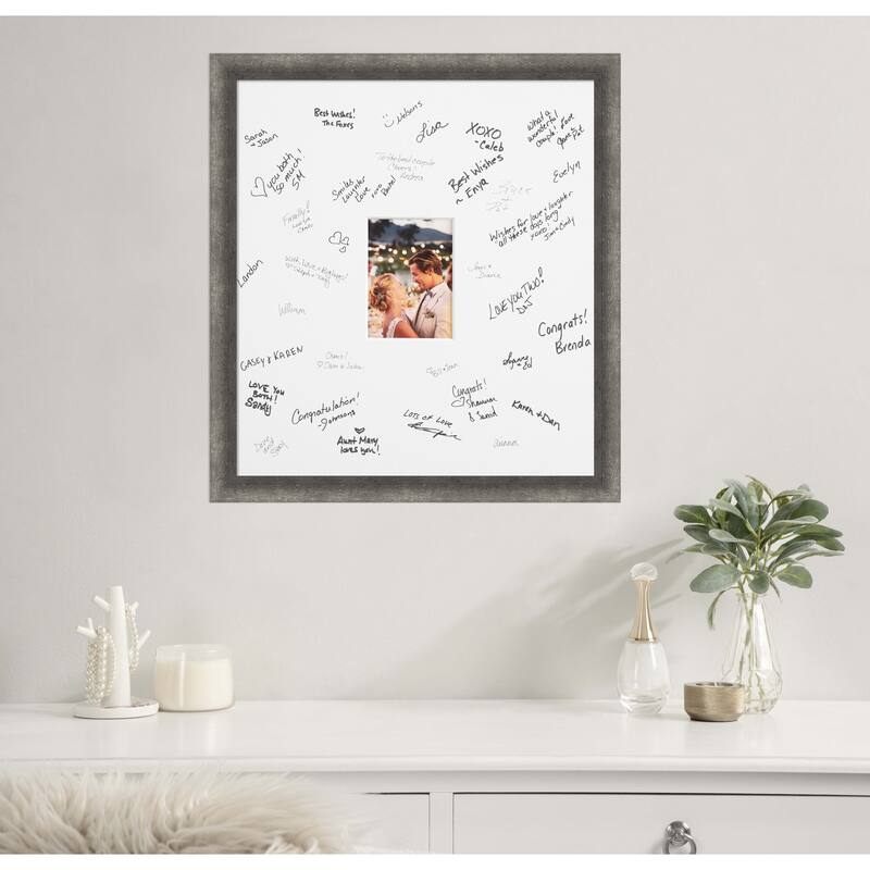 Burnished Signature Mat Picture Frame - Autograph Photo Frame Guest Book Alternative for Weddings, Graduations, or Retirement