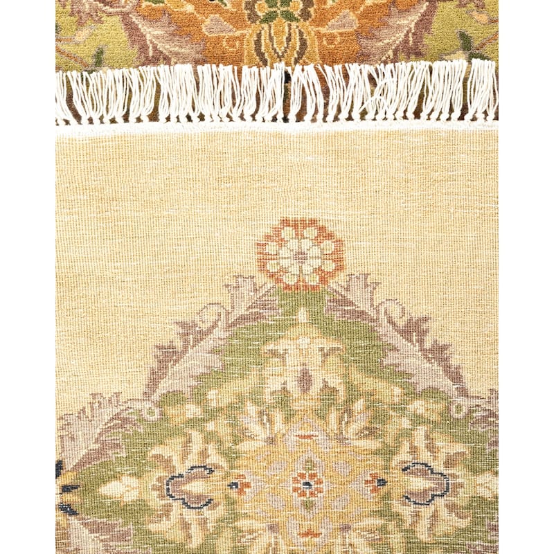 Overton Handknotted Wool Traditional Oriental Yellow Area Rug - 6' x 9'