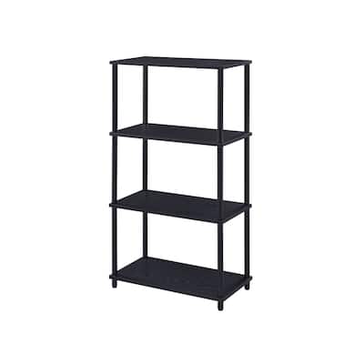 Modern Bookshelf Black Metal Frame - 3 Tier Storage Shelves for Living Room, Office, Bedroom - 24