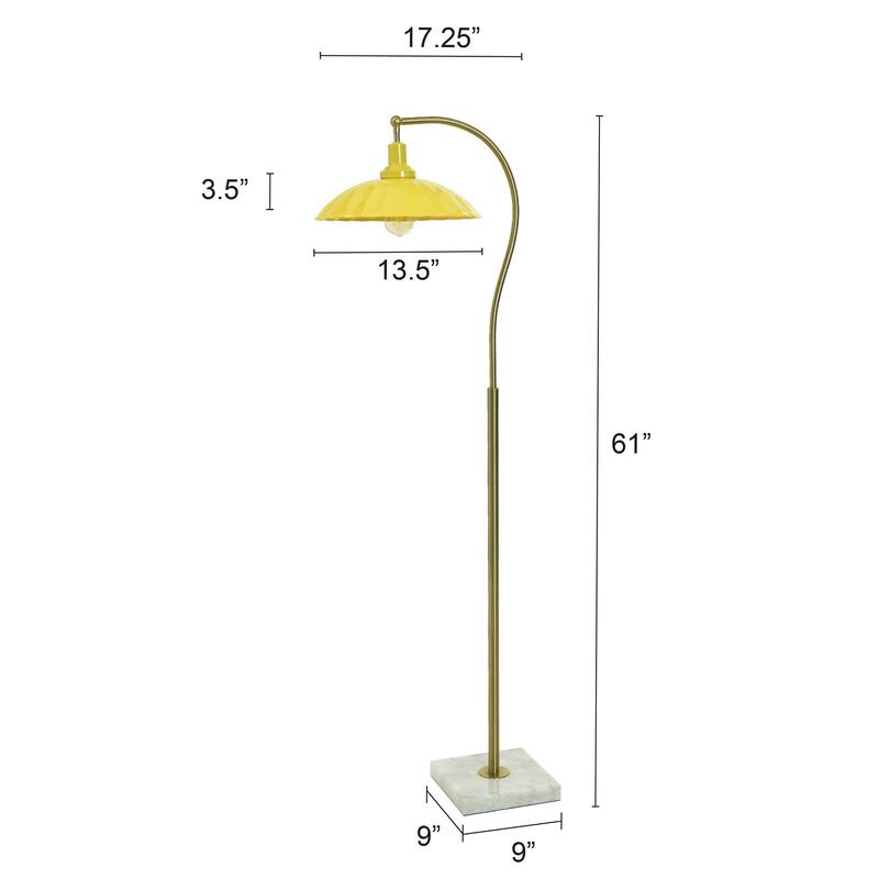 Tamara Day for Stylecraft Penelope Floor Lamp - White Marble & Polished Brass - Glossy