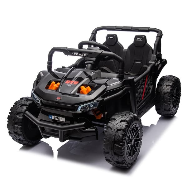 slide 2 of 100, Electric Ride-On Vehicle with LED Lights, Suspension, and Early Education Black