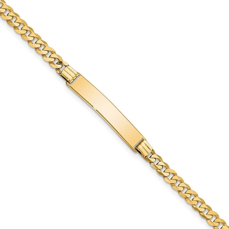 Curata 5.5mm 14k Yellow Gold Engravable Flat Curb Link ID Bracelet