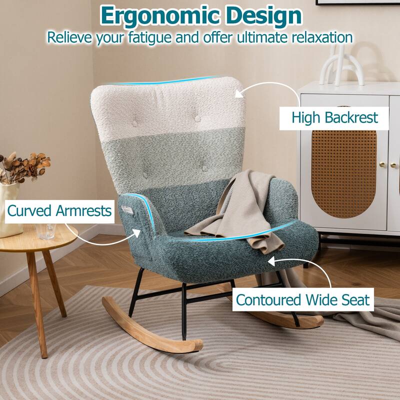 Gymax Nursery Rocking Chair w/ Ergonomic Armrests & High Backrest Side
