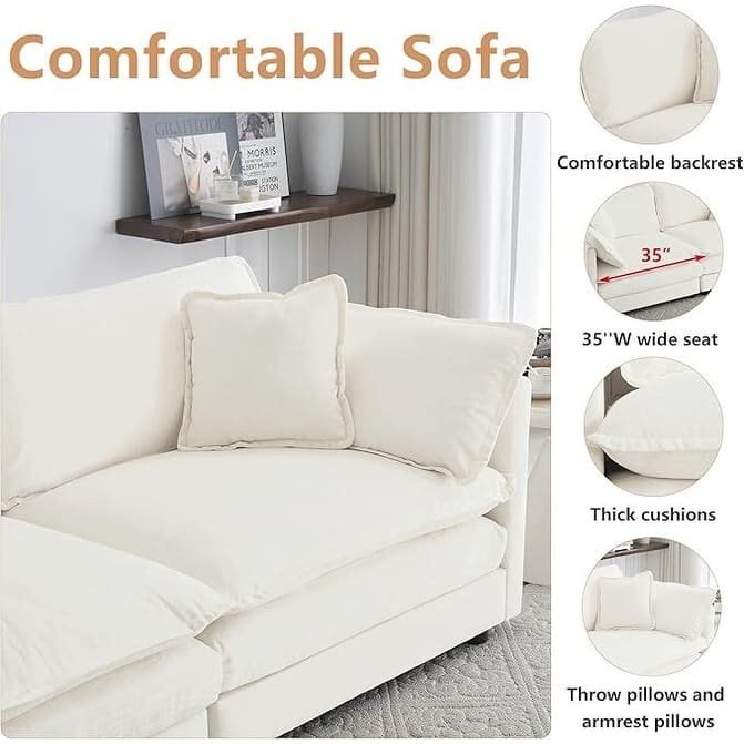 Cloud Chenille Upholstered Modular Sectional Sofa with DIY Combination Design