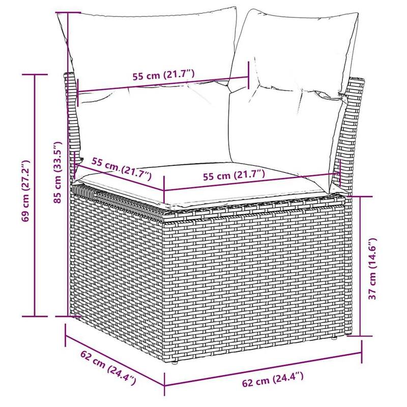8-Piece Patio Sofa Set with Cushions - 21.7 x 39.4 x 28.7 in