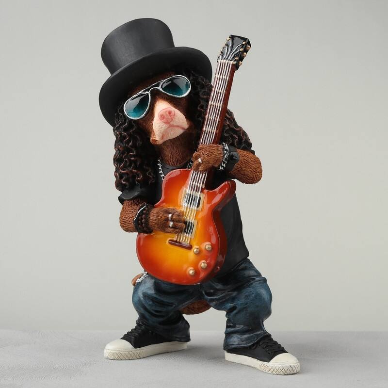 5.12 inches Height Polyresin Solidus Poodle Guitarist Multicolor Finish Figurine