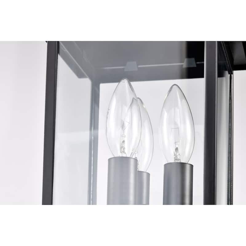 Jamesport Outdoor Post Light Pole Lantern 3 Lights Matte Black Finish Clear Glass