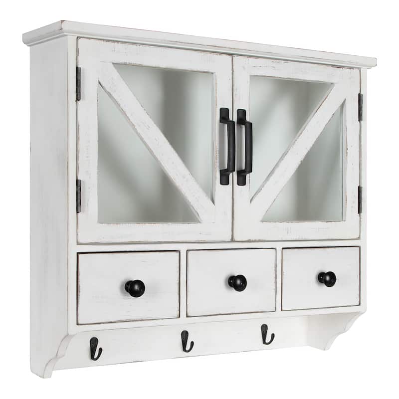 Kate and Laurel Hutchins Rustic Wood Decorative Wall Cabinet - 21x6x20 - White