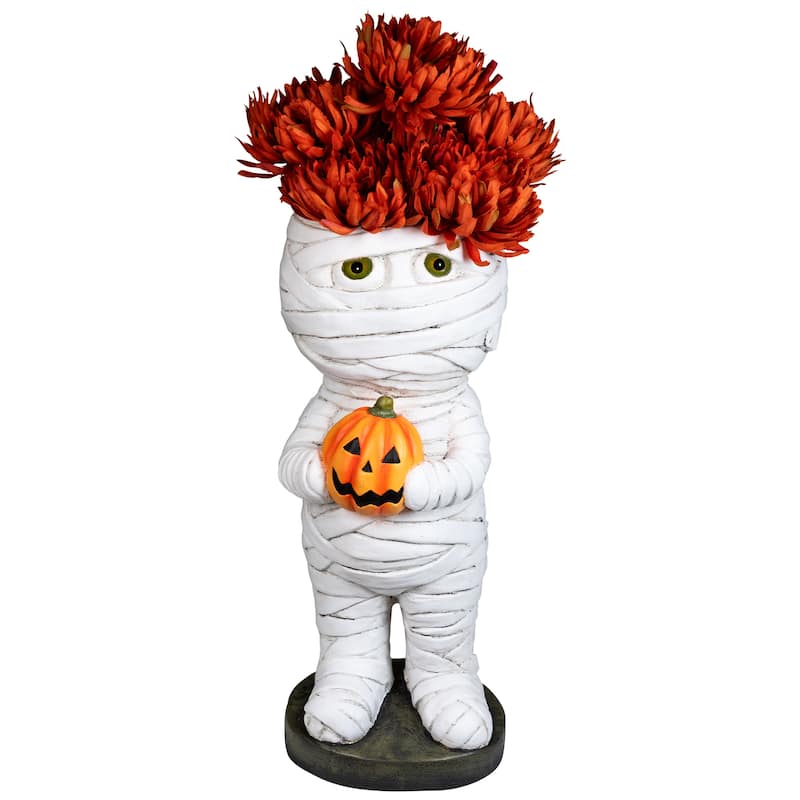 Mummy Holding Carved Pumpkin Halloween Decoration - 19.5"