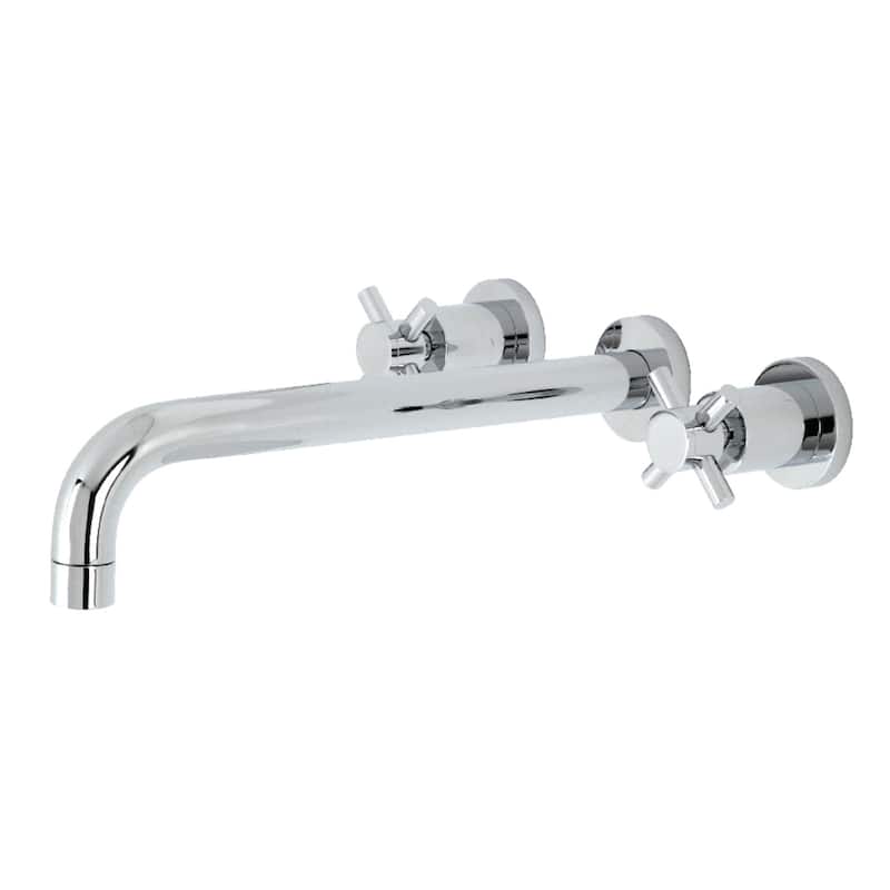 Concord 3-Hole Wall Mount Roman Tub Faucet in Brushed Brass - Polished Chrome
