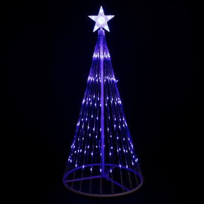 LED Lighted Show Cone Christmas Tree with Star - 4' - Blue - White