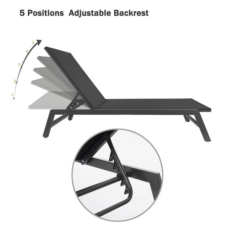 Outdoor Chaise Lounge Chair with Adjustable Aluminum Recliner