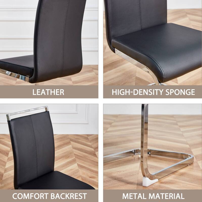 Dining Chairs,PU Faux Leather High Back Side Chair (Set of 4)