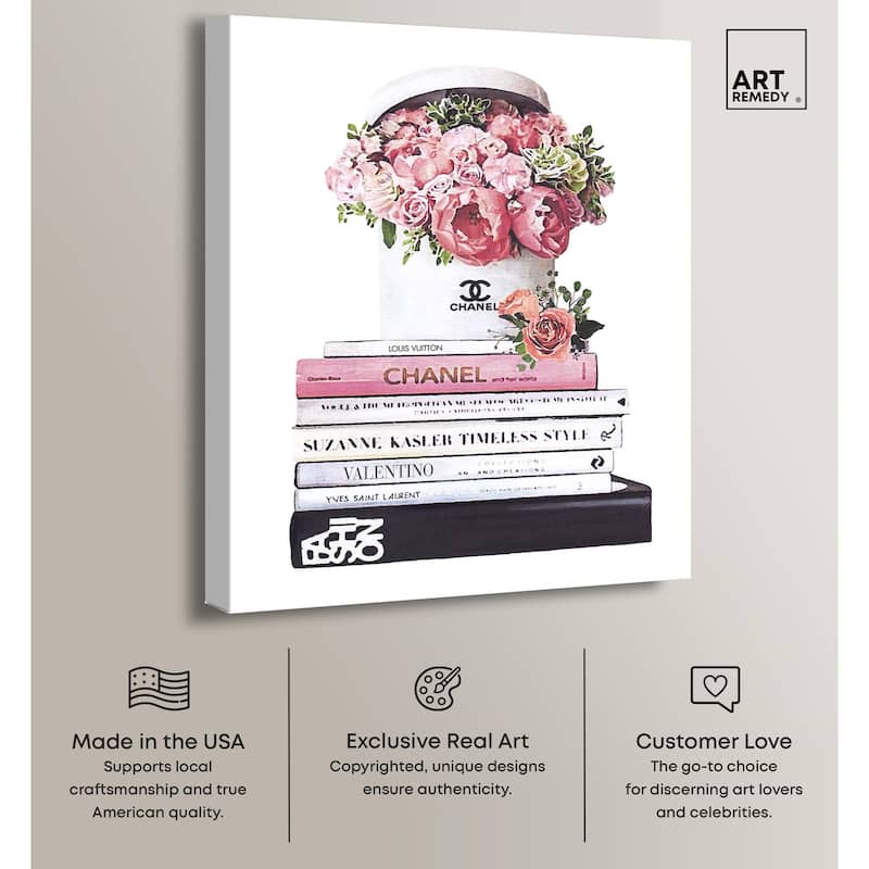 Pretty Roses upon Books Canvas by Art Remedy, Gallery Wrapped