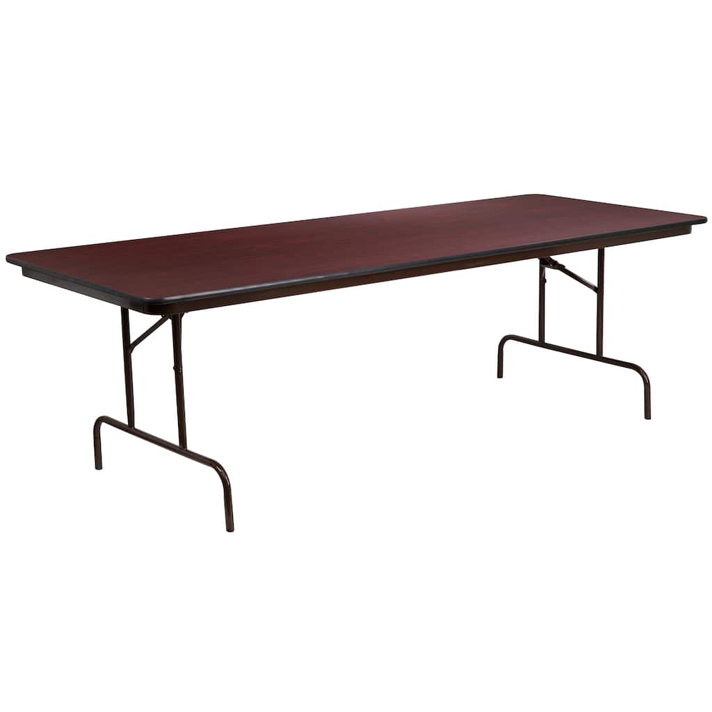 36" x 96" Rectangular High Pressure Mahogany Laminate Folding Banquet Table - 36"W x 96"D x 30"H - 36"W x 96"D x 30"H