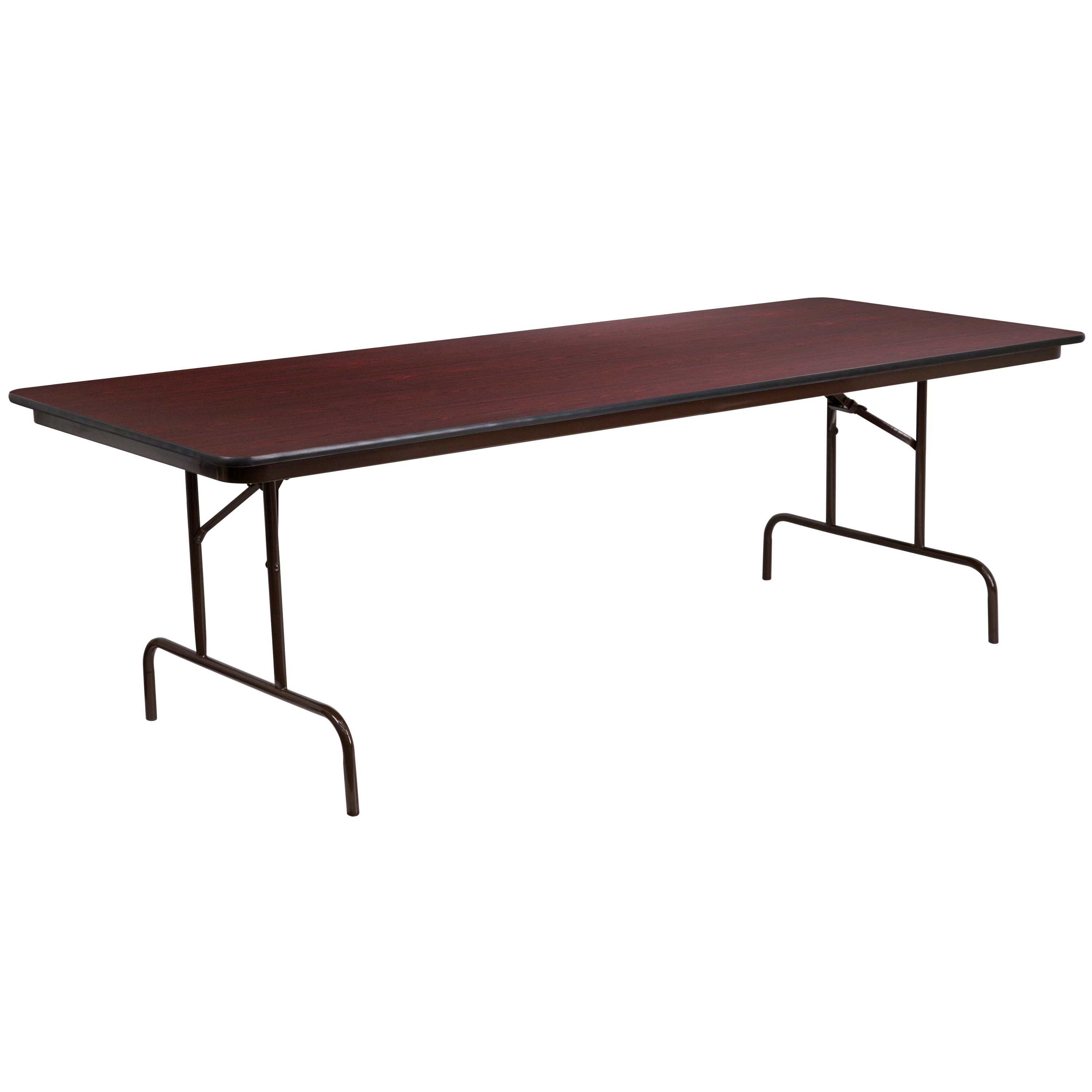36" x 96" Rectangular Mahogany Melamine Laminate Folding Banquet Table