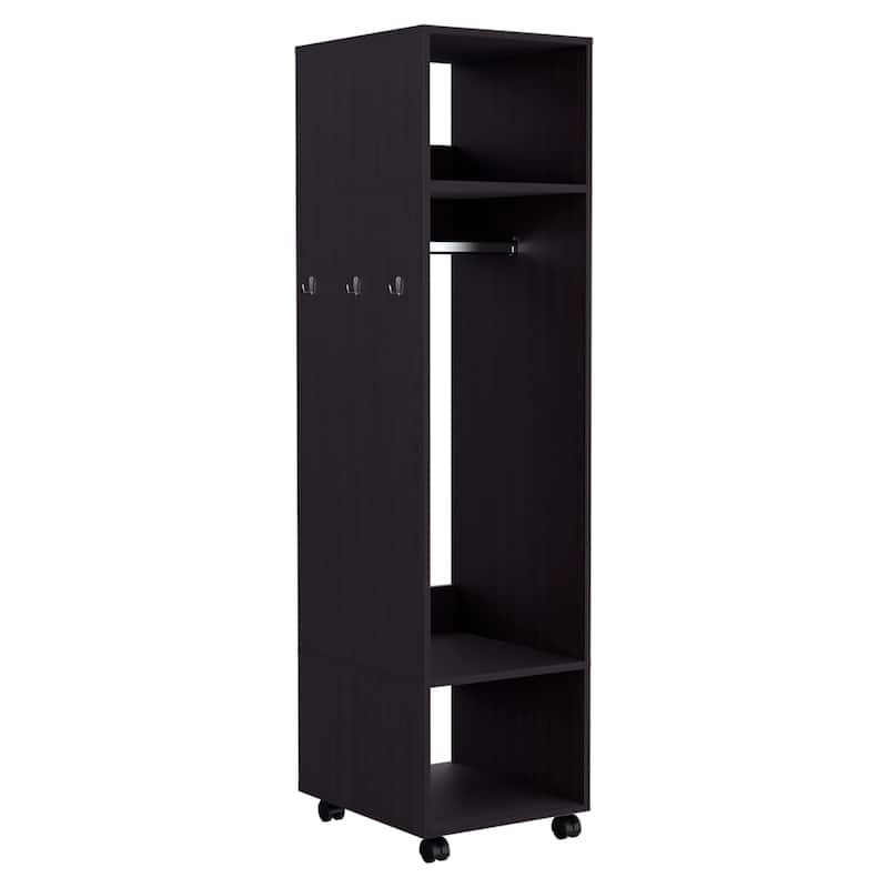 18.9" Modern Armoire with 3 Shelves, 1 Full-Length Mirror and 4 Wheels for Bedroom