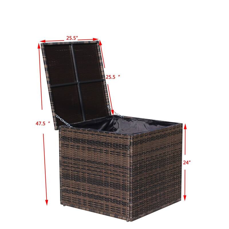 70 Gal. Brown Wicker Outdoor Storage Deck Box - 70 Gallon