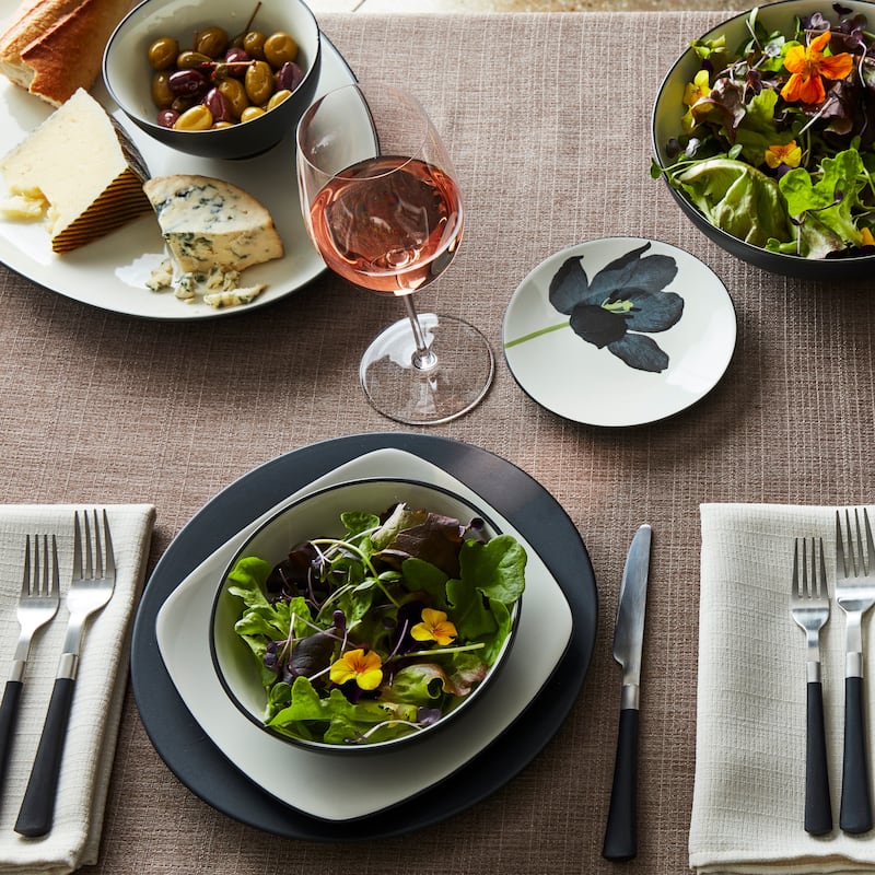 Noritake Colorwave Graphite Set Of 4 Floral Appetizer Plates, 6-1/4"