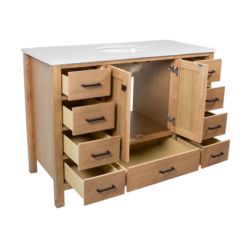 KitchenBathCollection Horizon 48" Bathroom Vanity with Engineered White Top