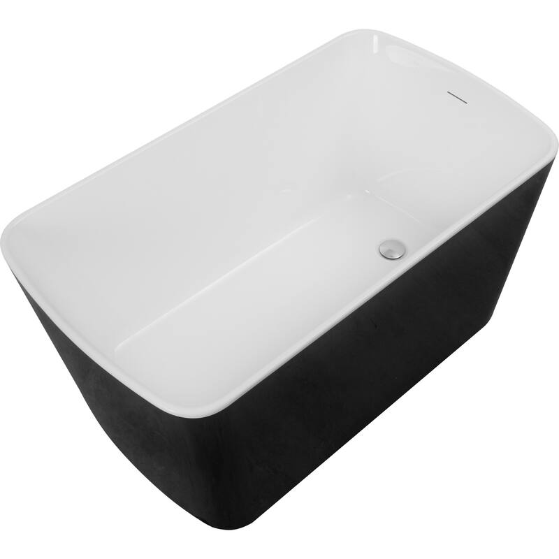 49" Glossy Black Square Acrylic Soaking Tub
