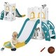 preview thumbnail 1 of 9, 5 in 1 Toddler Slide, Indoor Kids Slide Playset for 1-3 Years Olds with Basketball Hoop, Climber, Telescope & Storage Basket Yellow