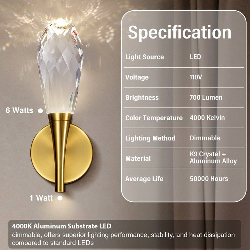 KAYLA 12 in. 1-Light Modern Gold LED Wall Sconce