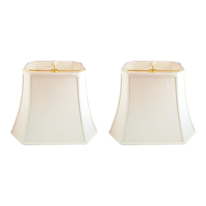 Royal Designs Rectangle Cut Corner Lamp Shade, White, (7x10)x(12.25x18)x13.25 - Set of 2