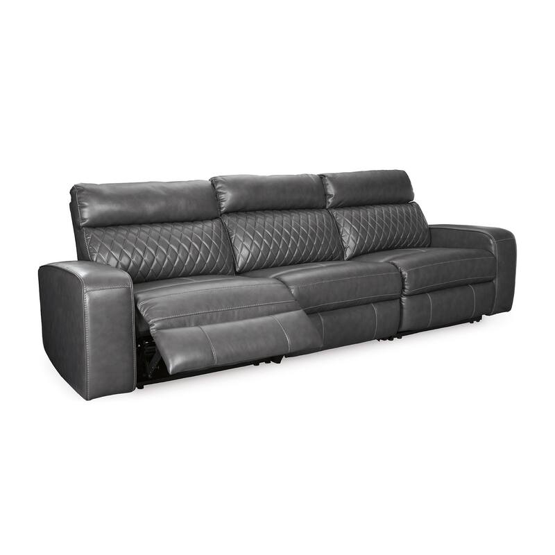 Signature Design by Ashley Samperstone Gray 3-Piece Power Reclining Sectional Sofa - 113"W x 38"D x 41"H