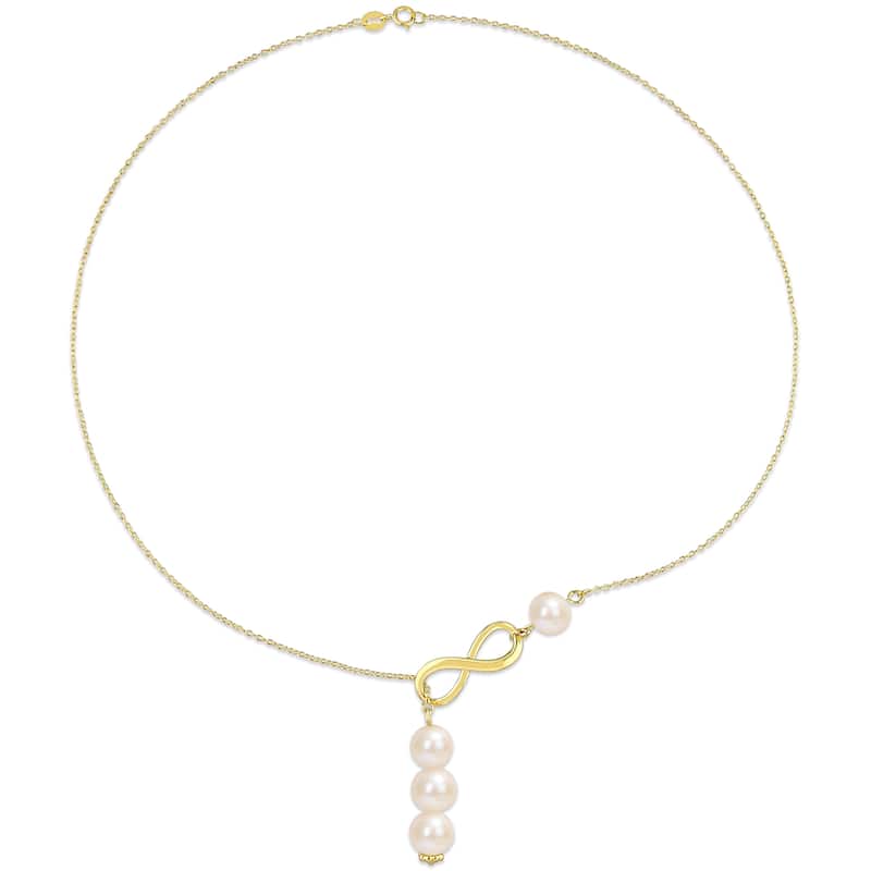 Miadora Freshwater Cultured Pearl Infinity Lariat Necklace in 18k Yellow Gold Plated Sterling Silver