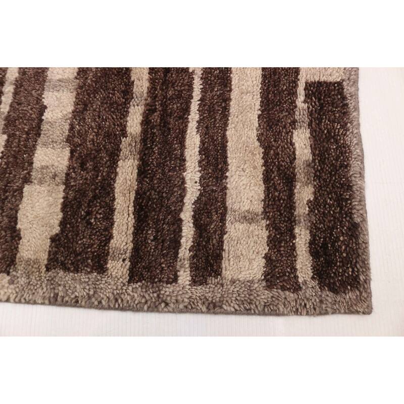 ECARPETGALLERY Hand-knotted Tangier Dark Brown Wool Rug - 5'0 x 7'10