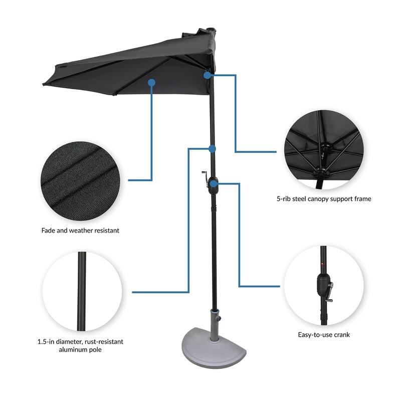 Island Umbrella Lanai 9-ft Half Umbrella With Polyester Canopy