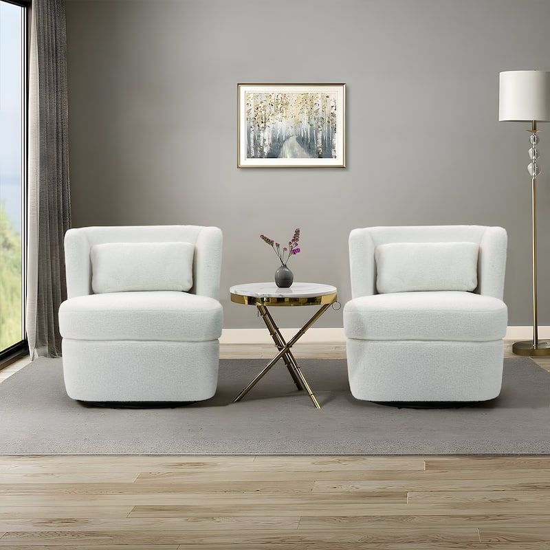 Upholstered Swivel Barrel Accent Chair (Set of 2)