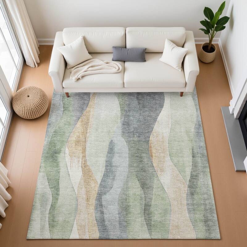 Premium Washable Super Soft Modern Stripe Mayfield Rug - Aloe - 5' x 7'6"