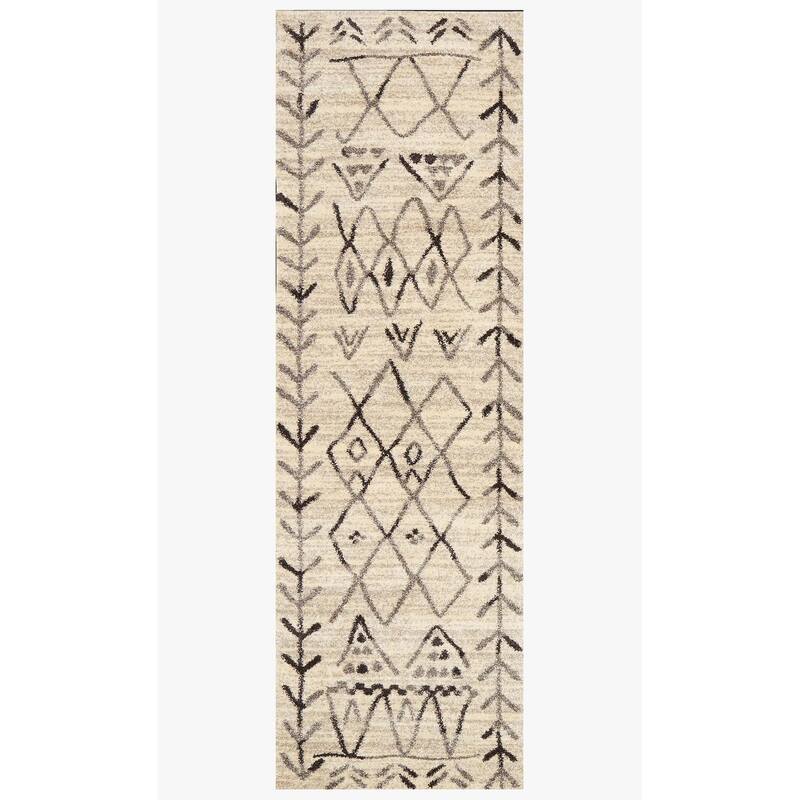 Alexander Home Brentley Abstract Tribal Moroccan Area Rug - 1'5" x 7'7" - Heather Gray/Black - Runner/Rectangle
