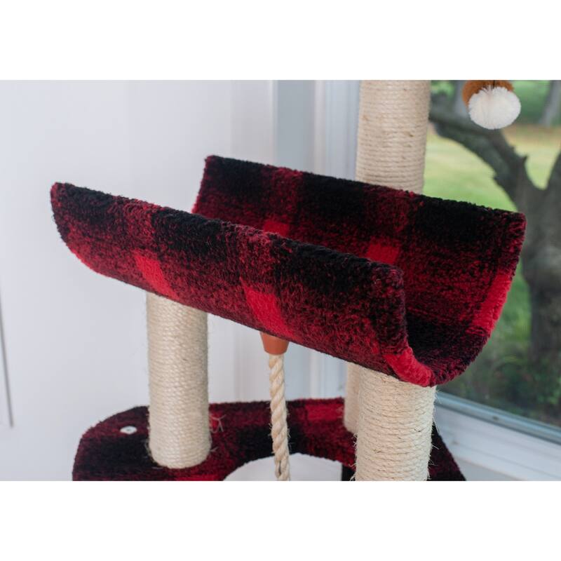 Classic Real Wood Cat Tree With Multiple Features