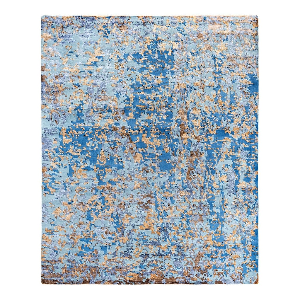 Modern One-of-a-Kind Hand-Knotted Area Rug, Blue - 8' 1" x 10' 0"