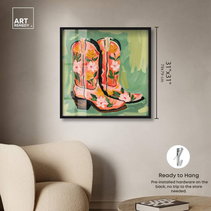 Wildflower Cowboy Boots Shadowbox by Art Remedy