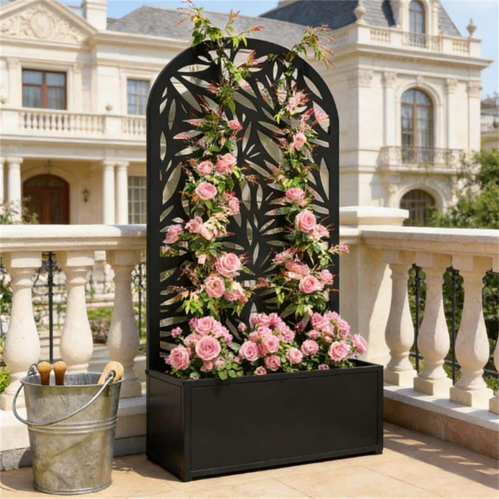 Metal Garden Bed, Plant Rack, Black