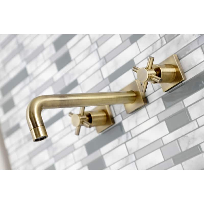 Concord 3-Hole Wall Mount Roman Tub Faucet in Polished Brass