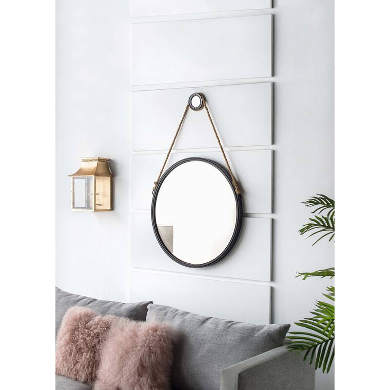 29.5" in On-trend Hanging Round Mirror with Black Framed