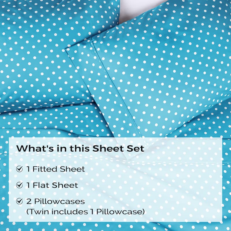 Superior Thread Count 600TC Cotton Blend Polka Dot Bed Sheet Set