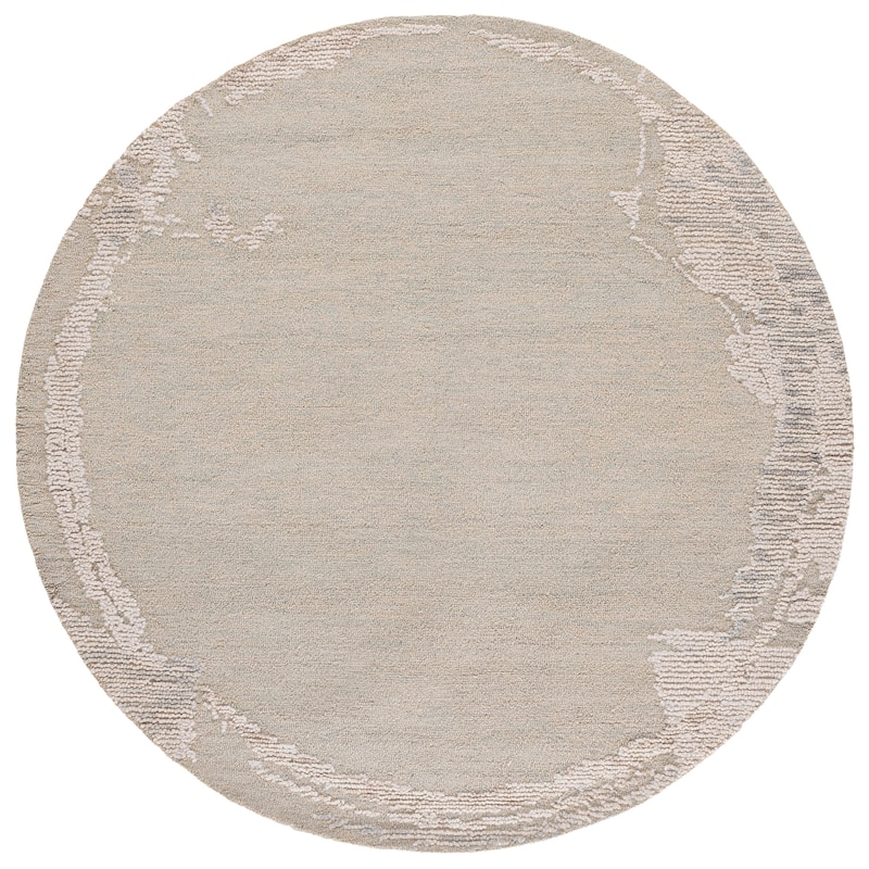 SAFAVIEH Handmade Harvest Marjon Wool Rug - 6' Round - Light Blue/Ivory