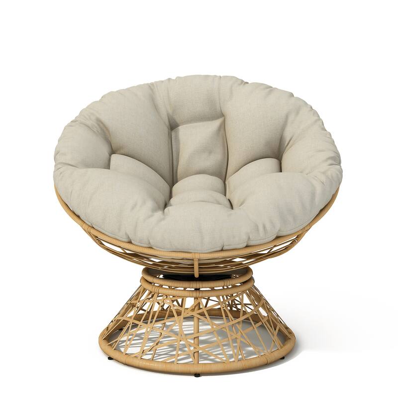 Poly Wicker Chair with 360° Swivel