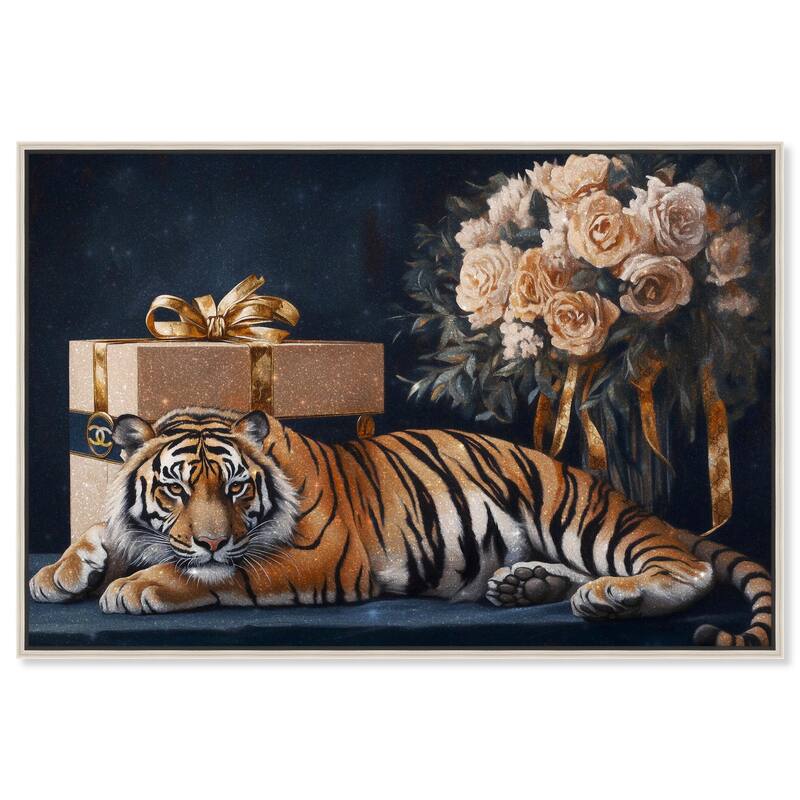 Tiger Glam Gift Boxes Canvas by Art Remedy - Silver - 30" x 20"