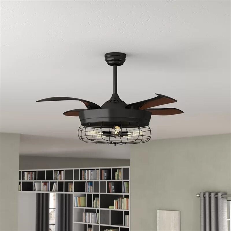 Industrial 46 Inch Black 5 Light Edison Bulb Ceiling Fan